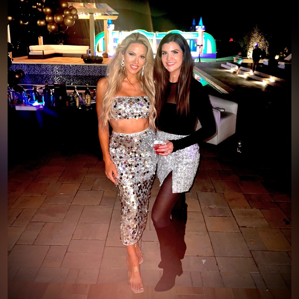 Vici Silver Sequin Top & Skirt Set